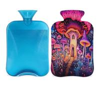 Magic Mushroom Room - Botella de agua caliente con funda, 2 L, gran capacidad, bolsa de agua para noches acogedoras, alivio del dolor, espalda, cuello y hombros