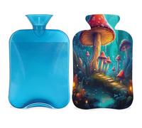 Magic Mushrooms - Botella de agua caliente con funda, plantas tropicales, bolsa de agua caliente de 2 L para aliviar el dolor, cuello y hombros, manos y pies, compresa caliente y fría