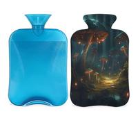 Magic Mushrooms Forest - Botella de agua caliente con tapa, 2 L, gran capacidad, bolsa de agua para noches acogedoras, alivio del dolor, espalda, cuello y hombros