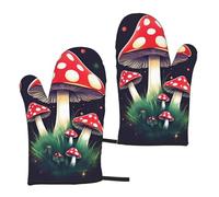 Magic Mushrooms - Guantes de cocina unisex con estampado de setas mágicas, guantes de cocina impermeables de 5.9 x 11 pulgadas para cocinar y hornear
