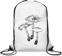 Magic Mushrooms - Saco de gimnasio psicodélico con cordón ajustable, color blanco, White, Talla única