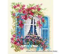 Magic Needle 74-01 ZW - Kit de punto de cruz para ventana floreciente con patrón de recuento Zweigart Edition, algodón, multicolor, 16 x 21 cm