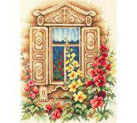 Magic Needle 74-02 ZW - Kit de punto de cruz para ventana (16 x 20 cm), diseño de flores