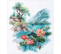 Magic Needle - Kit de punto de cruz (22 x 26 cm), diseño de flores de loto