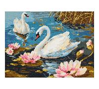 Magic Needle Pareja de cisnes Zweigart Edition-Juego, diseño de Punto de Cruz, Algodón, Multicolor, 30 x 21 cm