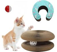 Magic Organ - Rascador de gato con campana, almohadilla plegable de cartón para gatos de interior, diseño infinito duradero que protege los muebles, juego interactivo (opción D)