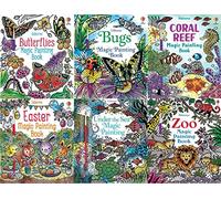 Magic Painting Book 6 Books Collection Pack Set #2 (Bugs, Butterflies, Coral Reef, Easter, Under the Sea, zoo)