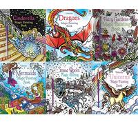 Magic Painting Book 6 Books Collection Pack Set #3 (Cinderella, Dragons, Fairy Gardens, Mermaids, Snow Queen, Unicorns)