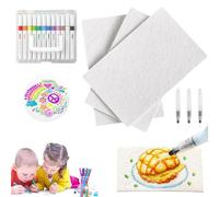 Magic Puffy Paint, 10PCS Magic Puffy Paint Pens, 3D Drawing Magic Canvas Sponge, Foam Texture Blank Painting Paper, Puffy Popcorn Drawing Pens Colors with 3D Ink, DIY Art Supplies (Rectangle)
