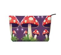 Magic Red Mushroom - Bolsa de maquillaje de pana, organizador de viaje, neceser de aseo, Black, Talla única