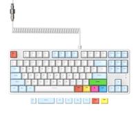 MAGIC-REFINER AK873 - Teclado mecánico para juegos con cable 75%, interruptor azul antifantasma, 8 teclas de color de sublimación de bricolaje, lista de fondo LED arcoíris para usuarios de PC, Xbox