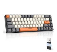 MAGIC-REFINER RK68 Teclado Inalambrico, Teclado Mecánico Gaming 60%, Apex Pro Mini Modo Dual 2.4Ghz/Bluetooth 5.0 Interruptor Rojo Hot Swap con Receptor 2 en 1 para PC/Mac/Teclado QWERTY US