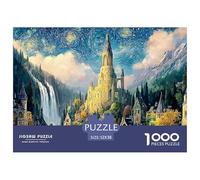 Magic Ring Saga Minas Tirith City 1000 Stück Premium-Karton Puzzle Starry-Night Style Castle Lebendige Bilder Familienspiel Puzzles Als Wohnaccessoires 52x38cm/1000pcs