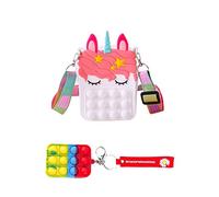 MAGIC SELECT 2 en 1 Bolso Unicornio Antiestrés + Llavero Monedero con Pompas de Silicona. Bandolera de Niña con Correa Ajustable
