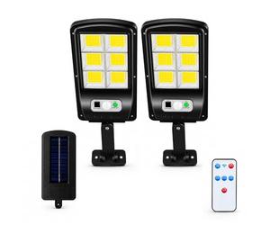 MAGIC SELECT 2Ud Farola Solar Exterior 120 LED con Sensor Movimiento PIR. Foco Solar IP65 Impermeable con Mando a Distancia, 3 Modos, Soporte Ajustable para Jardín, Patio, Garaje y Entrada
