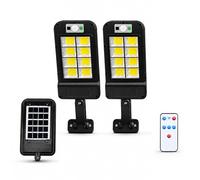 MAGIC SELECT 2Ud Farola Solar Exterior 160 LED con Sensor Movimiento PIR. Foco Solar IP65 Impermeable con Mando a Distancia, 3 Modos, Soporte Ajustable para Jardín, Patio, Garaje y Entrada