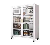 MAGIC SELECT Armario de Cocina con Ruedas, Vitrina de Almacenamiento para Hogar, Alacena con Puertas, Organizador para Casa, Baño, Salón, Habitación (4 baldas/135x80x40 cm)