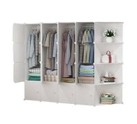 MAGIC SELECT Armario Modular. Estantería Blanca de Módulos, Organizador de Ropa Modular. Ropero para Hogar. Estante de Almacenamiento para Dormitorio, 20 Módulos, 3 Barras (185x140cm)
