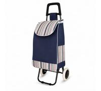 MAGIC SELECT Carrito de la Compra 2 Ruedas con Bolsa Rayas y Bolsillo | Carro Compra Bolsa de Rayas y Bolsillo Trasero, Carro Ligero para Supermercado, Azul Oscuro