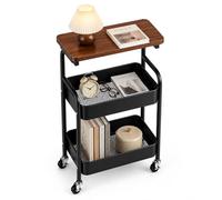 MAGIC SELECT Carro Auxiliar con Ruedas 3 Niveles. Carrito de Almacenamiento con Tabla Superior. Carro Organizador Metálico de Acero al Carbono para Cocina, Dormitorio, Salón y Baño (77x44x30 cm)