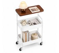 MAGIC SELECT Carro Auxiliar con Ruedas 3 Niveles. Carrito de Almacenamiento con Tabla Superior. Carro Organizador Metálico de Acero al Carbono para Cocina, Dormitorio, Salón y Baño (77x44x30 cm)