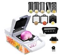 MAGIC SELECT Cortador de verdura Manual, Mandolina de Cocina Multifuncional 13 en 1-2 Cuchillas, 7 Rebanadoras Rallador, Separador de Huevo y Escurridor, Cuchillas Acero Inoxidable.