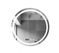 MAGIC SELECT Espejo de Baño con Luz. Espejo Redondo de Pared con Enchufe, 3 Tonos de Color, Ajuste de Brillo y Antivaho, con Indicador de Hora y Temperatura. Ideal para Baño o Tocador (50cm)