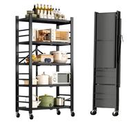 MAGIC SELECT Estantería para Almacenaje, Repisa Modular Multiuso, Estante con Ruedas, Estantería de Pie Plegable, Mueble para Cocina, Baño, Habitación, Salón con 5 Baldas de Almacenamiento.