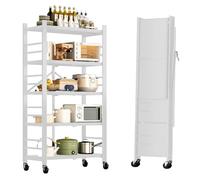 MAGIC SELECT Estantería para Almacenaje, Repisa Modular Multiuso, Estante con Ruedas, Estantería de Pie Plegable, Mueble para Cocina, Baño, Habitación, Salón con 5 Baldas de Almacenamiento.