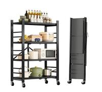 MAGIC SELECT Estantería para Almacenaje, Repisa Modular Multiuso, Estante con Ruedas, Estantería de Pie Plegable, Mueble para Cocina, Baño, Habitación, Salón con 4 Baldas de Almacenamiento.