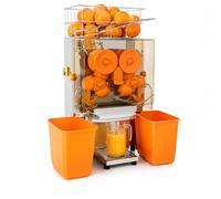 MAGIC SELECT Exprimidor de Naranjas Automático Profesional Hostelería | Máquina de Zumo Industrial, 120W, 20 Naranjas/min, Acero Inoxidable y Doble Cubo, Para Bar y Restaurante