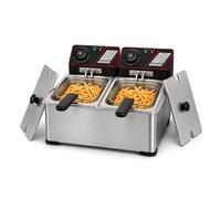 MAGIC SELECT Freidora Eléctrica Profesional Doble 2x3L, Acero Inoxidable | Freidora de Aceite, Cesta Extraíble, Temperatura Regulable, Gran Capacidad, Para Bar, Restaurante y Hostelería