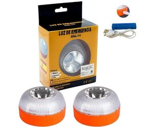 MAGIC SELECT Luz de Emergencia V16 para Coche y Moto | Señalización en Carretera, Luz Amarilla Intermitente y Blanca Fija, Encendido Automático, Base Imantada, Batería Recargable