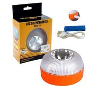 MAGIC SELECT Luz de Emergencia V16 para Señalización en Carretera de Coche y Moto. Luz Amarilla Intermitente y Blanca Fija, Encendido Automático, Base Imantada y Batería Recargable. NO TIENE GPS