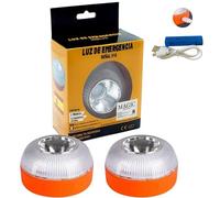 MAGIC SELECT Luz de Emergencia V16 para Señalización en Carretera de Coche y Moto. Luz Amarilla Intermitente y Blanca Fija con Encendido Automático, Base Imantada y Batería Recargable. No GPS.