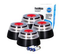 MAGIC SELECT Luz Emergencia V16 Homologada DGT con Geolocalización para Señalización en Carretera de Coche y Moto. Luz Naranja Intermitente 360º, Base Imantada, 3 Pilas AA Incluidas (4UD)