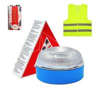 MAGIC SELECT Luz Emergencia V16 para Señalización en Carretera de Coche y Moto. Luz Amarilla Intermitente, Base Imantada y Pila 9V 6LR61. Chaleco Reflectante Incluido