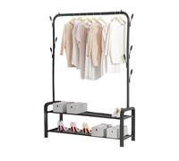 MAGIC SELECT Perchero Burro Independiente con Barra Superior. 2 Baldas de Almacenamiento Inferior y 7 Ganchos Laterales. Burro Ropa Resistente. Perchero para Hogar. (155x105cm)