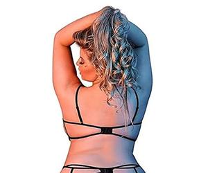 Magic Silk 133543 Sujetador de Tiras y Liga y Conjunto de Tangas con Anillos, Negro, Talla de la Reina