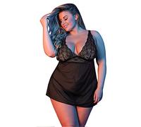 Magic Silk 133549 Sexy Time Babydoll Fly Away Back & G-String Set, Negro, Plus 2X