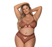 Magic Silk - Bralette y tanga con diseo de beso de caramelo - Caramelo - 2XL