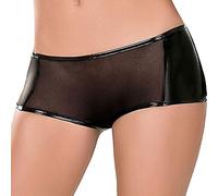 Magic Silk - Vixen Mesh Sexy Short con wetlook laterales - Negro L/XL