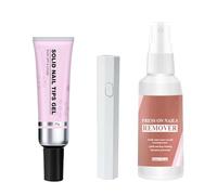 Magic Solid Nail Glue Kit 3-In-1 Nail Art Kits - Solid Nail Glue Gel for Nail Tip Press on Nails - Solid Nail Tips Gel for Nail Art,Strong Adhesive Solid Nail Tips Gel