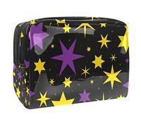 Magic Star Pattern Purple Yellow - Neceser para mujer, neceser de viaje, bolsa grande de PVC para maquillaje, práctica bolsa organizadora con cremallera, multicolor, 18.5x7.5x13cm/7.3x3x5.1in, Neceser