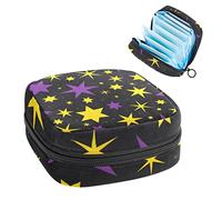 Magic Star Pattern Purple Yellow,Period Pouch Portátil, Tampon Storage Bag,Tampon Holder for Purse Feminine Product Organizer, Varios colores, 4.7x6.6x6.6 in/12x17x17 cm