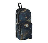 Magic Stars Moon - Estuche para lápices de gran capacidad con compartimento para estudiantes, bolsa para estudiantes, organizador de papelería, estuche para lápices, estuche para la escuela, oficina,