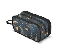 Magic Stars Moon - Estuche para lápices de gran capacidad para niños y niñas, 3 compartimentos, organizador de papelería, estuche para escuela, oficina, trabajo, Magic Stars Moon, Talla única, Maletín