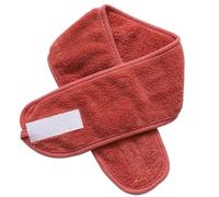 Magic Sticker - Diadema de forro polar coral, toalla de maquillaje, banda elástica para la cabeza, para salón de belleza, spa, diadema facial, accesorio para el cabello de ducha (rojo)