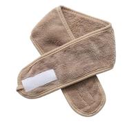Magic Sticker - Diadema de forro polar coral, toalla de maquillaje, banda elástica para la cabeza, para salón de belleza, spa, diadema facial, accesorio para el cabello de ducha (caqui)