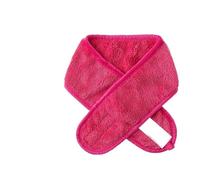 Magic Sticker - Diadema de forro polar coral, toalla de maquillaje, banda elástica para la cabeza, para salón de belleza, spa, diadema facial, accesorio para el cabello de ducha (rojo rosa)